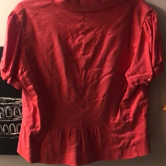 Ilusion Red-Orange Linen Blend Jacket - Picture 7 of 12